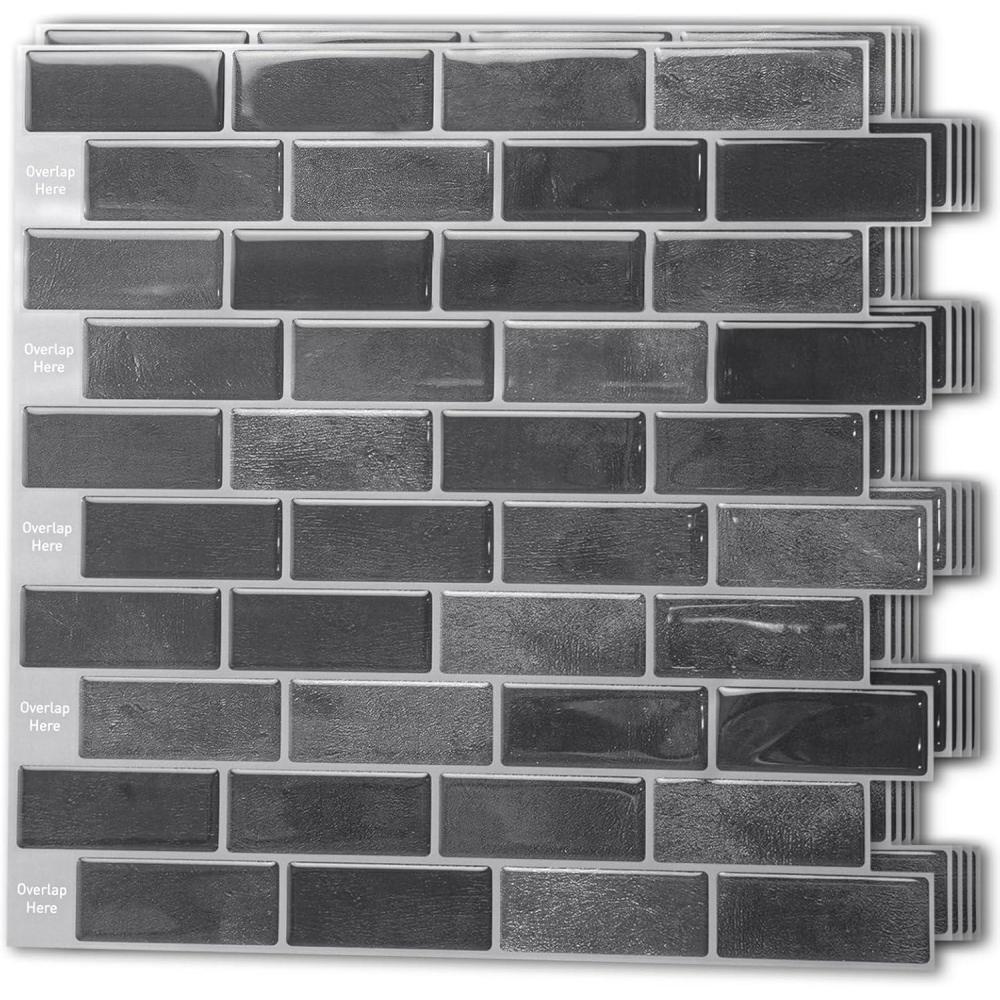 imageArt3d A17014P6 Peel and Stick backsplash Tile 6 Sheets A1701412 x12Smoky Black