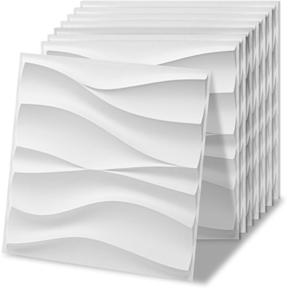imageArt3d White PVC 3D Wall Panels  32 SqFT of Stylish Wall Decor for Home ampamp Commercial Spaces3D Wavy White