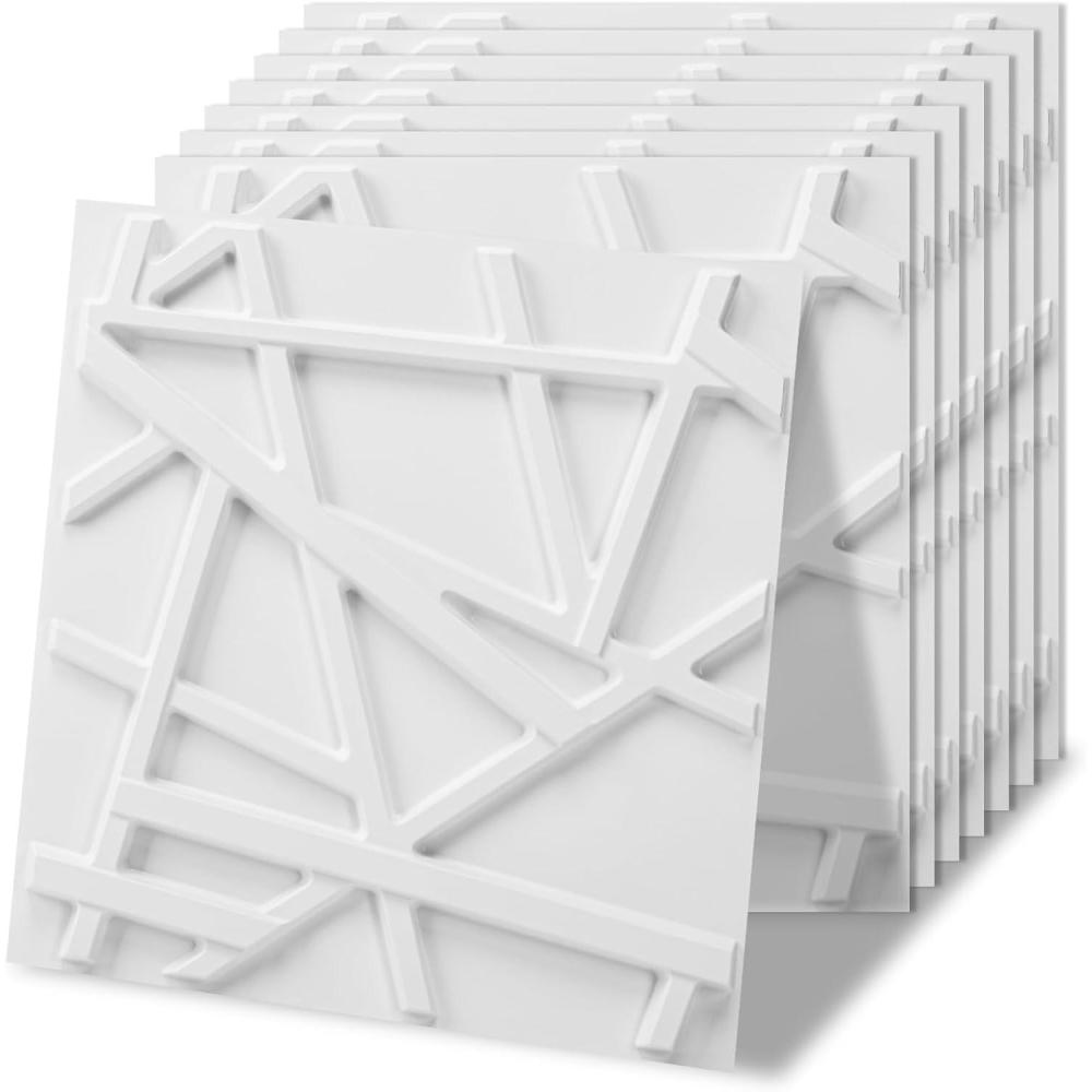 imageArt3d White PVC 3D Wall Panels  32 SqFT of Stylish Wall Decor for Home ampamp Commercial SpacesGeometric White