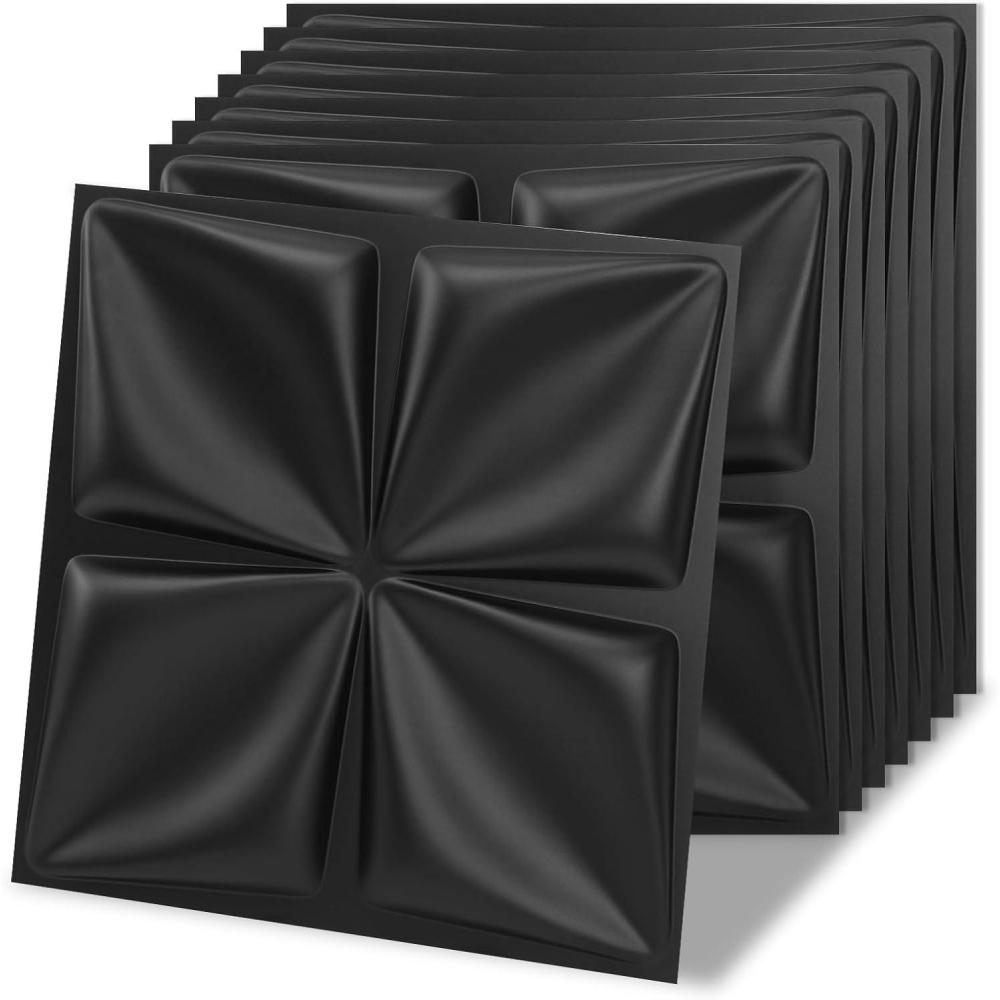 imageArt3d White PVC 3D Wall Panels  32 SqFT of Stylish Wall Decor for Home ampamp Commercial SpacesLucky Leaves Black