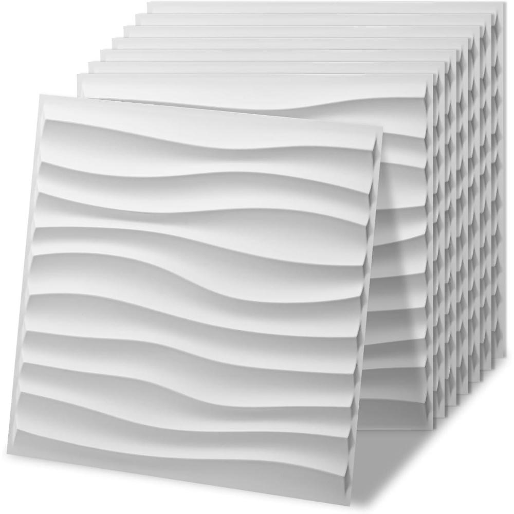 imageArt3d White PVC 3D Wall Panels  32 SqFT of Stylish Wall Decor for Home ampamp Commercial SpacesWavy White