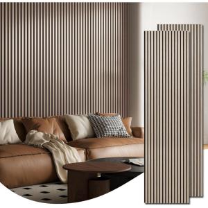 imageArt3d 2 Pack 945 x 24 inch Wood Slat Acoustic Panels for Wall ampamp Ceiling  3D Fluted Sound Absorbing Panel with Wood Finish TeakBrown Oak