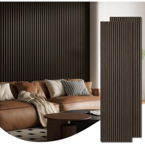 imageArt3d 2 Pack 945 x 24 inch Wood Slat Acoustic Panels for Wall ampamp Ceiling  3D Fluted Sound Absorbing Panel with Wood Finish TeakBrown Walnut