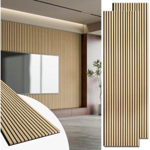 imageArt3d 2 Pack 945 x 24 inch Wood Slat Acoustic Panels for Wall ampamp Ceiling  3D Fluted Sound Absorbing Panel with Wood Finish TeakOak