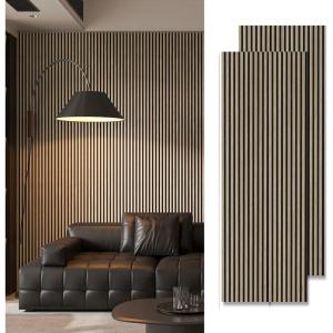 imageArt3d 2 Pack 945 x 24 inch Wood Slat Acoustic Panels for Wall ampamp Ceiling  3D Fluted Sound Absorbing Panel with Wood Finish TeakPeach