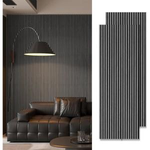 imageArt3d 2 Pack 945 x 24 inch Wood Slat Acoustic Panels for Wall ampamp Ceiling  3D Fluted Sound Absorbing Panel with Wood Finish TeakSmoky Oak