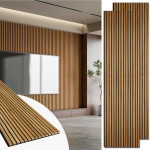 imageArt3d 2 Pack 945 x 24 inch Wood Slat Acoustic Panels for Wall ampamp Ceiling  3D Fluted Sound Absorbing Panel with Wood Finish TeakTeak