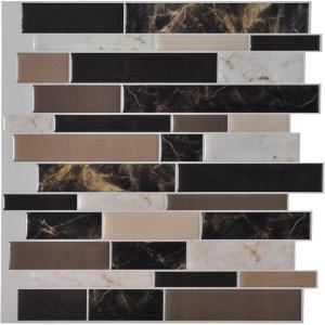 imageArt3d A17014P6 Peel and Stick backsplash Tile 6 Sheets A1701412 x12Brown