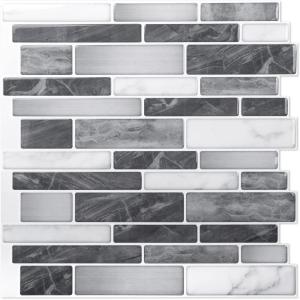 imageArt3d A17014P6 Peel and Stick backsplash Tile 6 Sheets A1701412 x12Greywhite