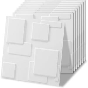 imageArt3d White PVC 3D Wall Panels  32 SqFT of Stylish Wall Decor for Home ampamp Commercial SpacesBlock White