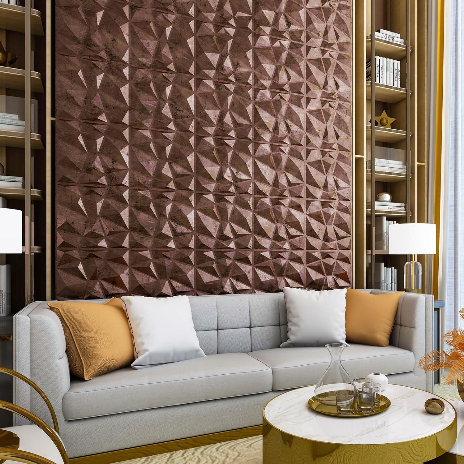 imageArt3d Decorative 3D Wall Panels in Diamond Design 12quotx12quot Antique Copper 33 PackAntique Copper