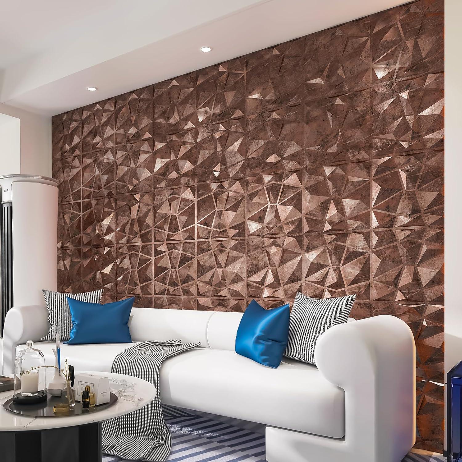 imageArt3d Decorative 3D Wall Panels in Diamond Design 12quotx12quot Antique Copper 33 PackAntique Copper