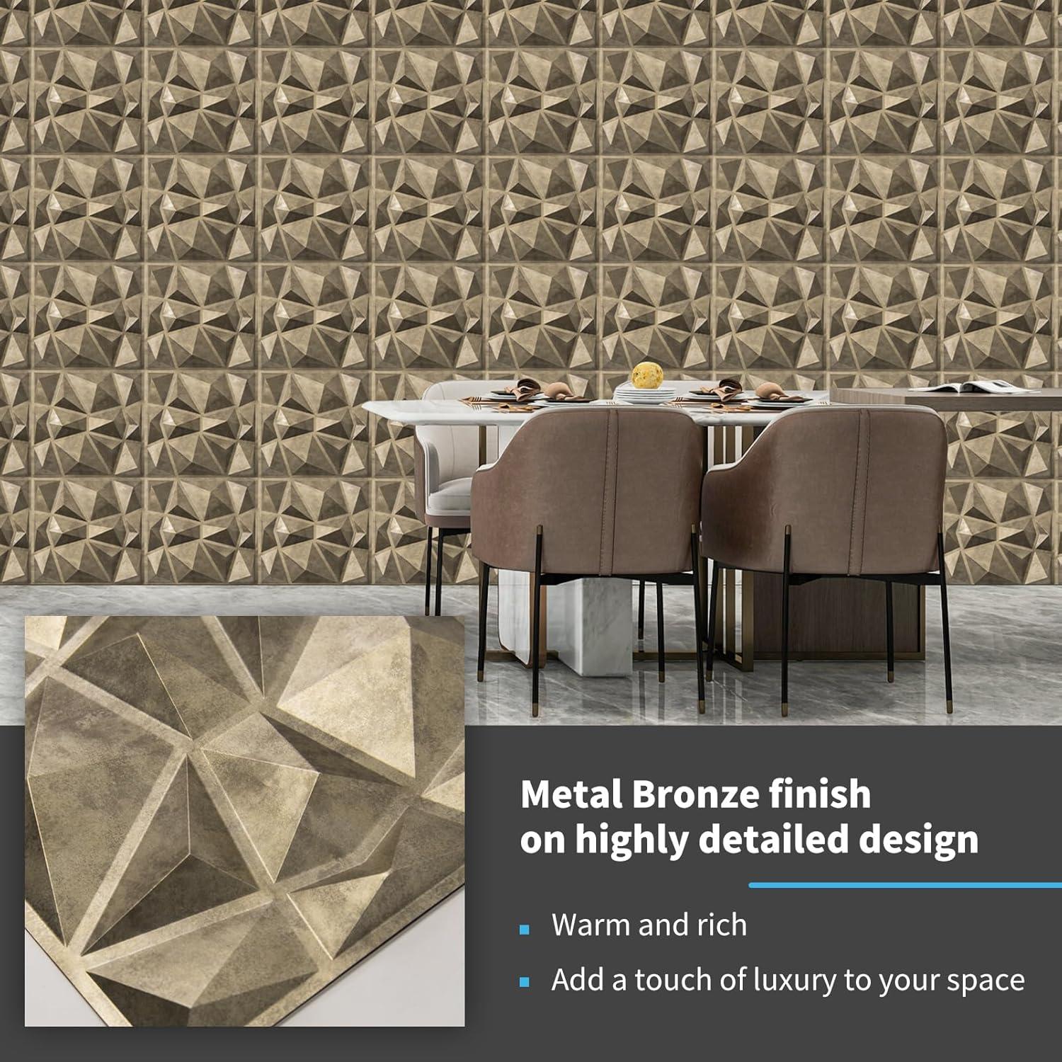 imageArt3d Decorative 3D Wall Panels in Diamond Design 12quotx12quot Antique Copper 33 PackAntique Gold