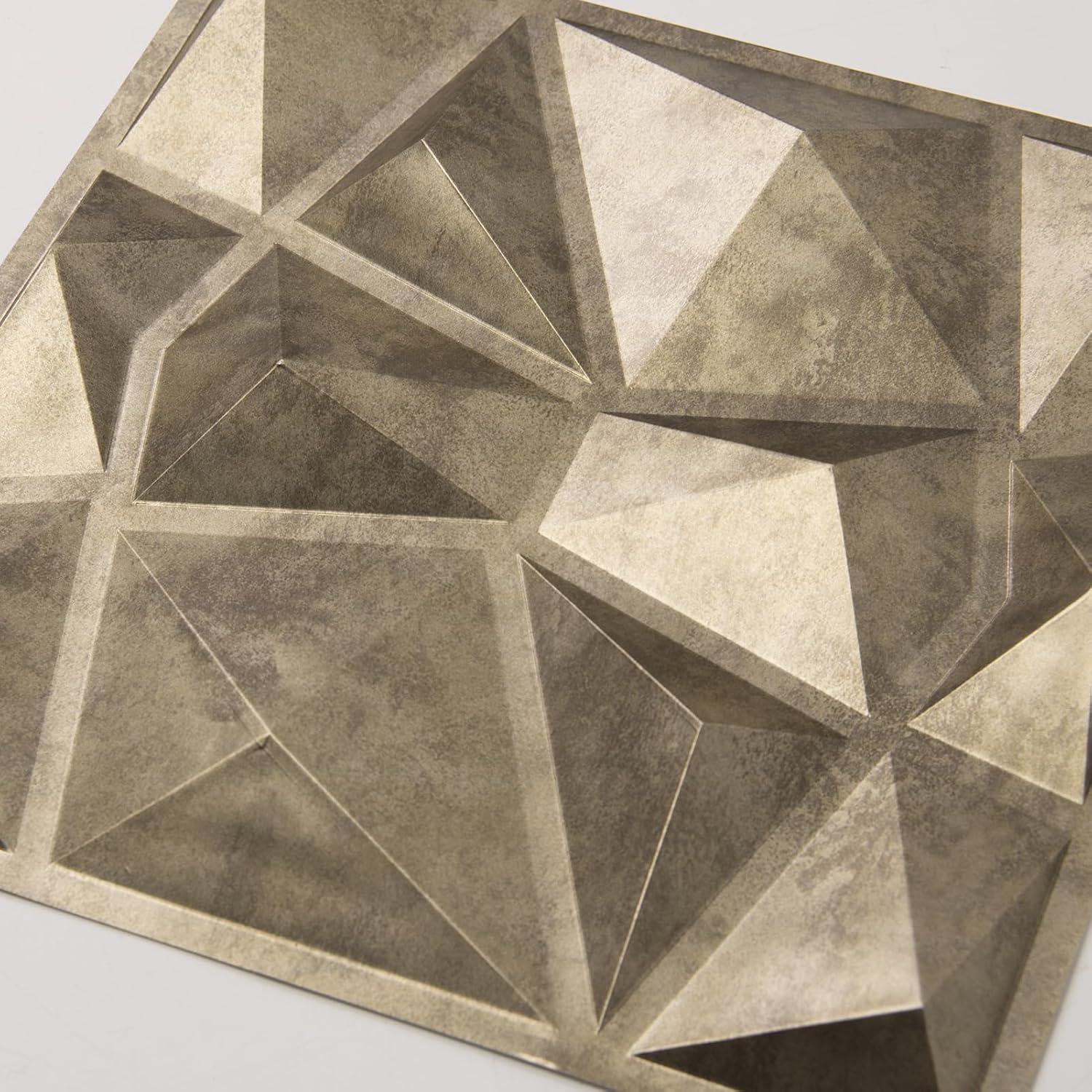 imageArt3d Decorative 3D Wall Panels in Diamond Design 12quotx12quot Antique Copper 33 PackAntique Gold