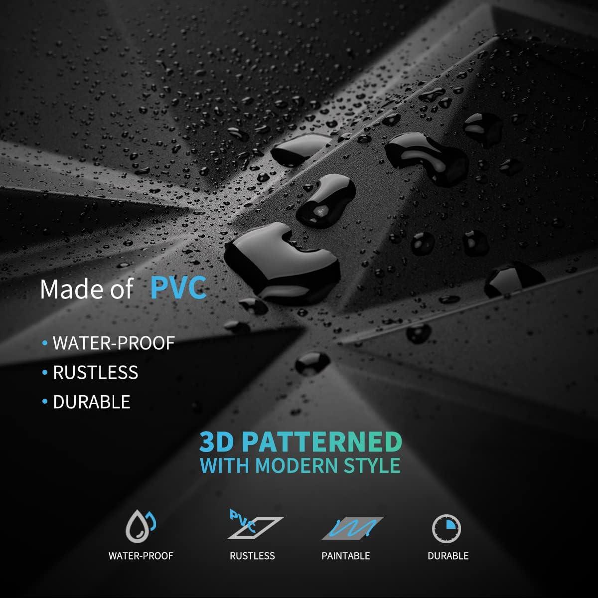 imageArt3d Decorative 3D Wall Panels in Diamond Design 12quotx12quot Antique Copper 33 PackMatte Black