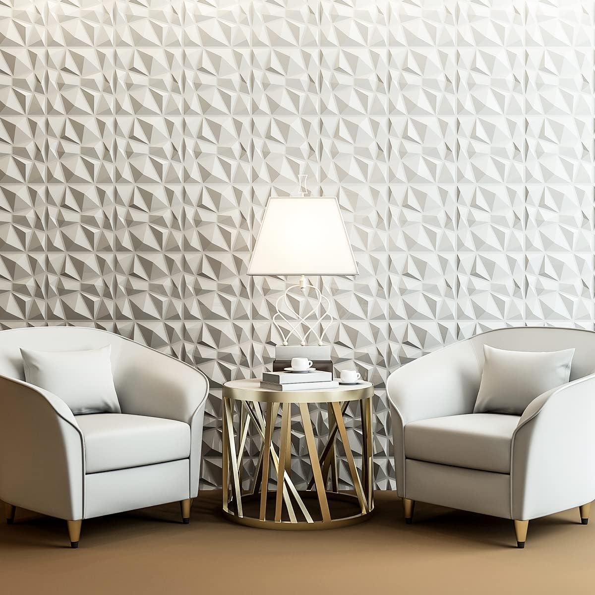 imageArt3d Decorative 3D Wall Panels in Diamond Design 12quotx12quot Antique Copper 33 PackWhite