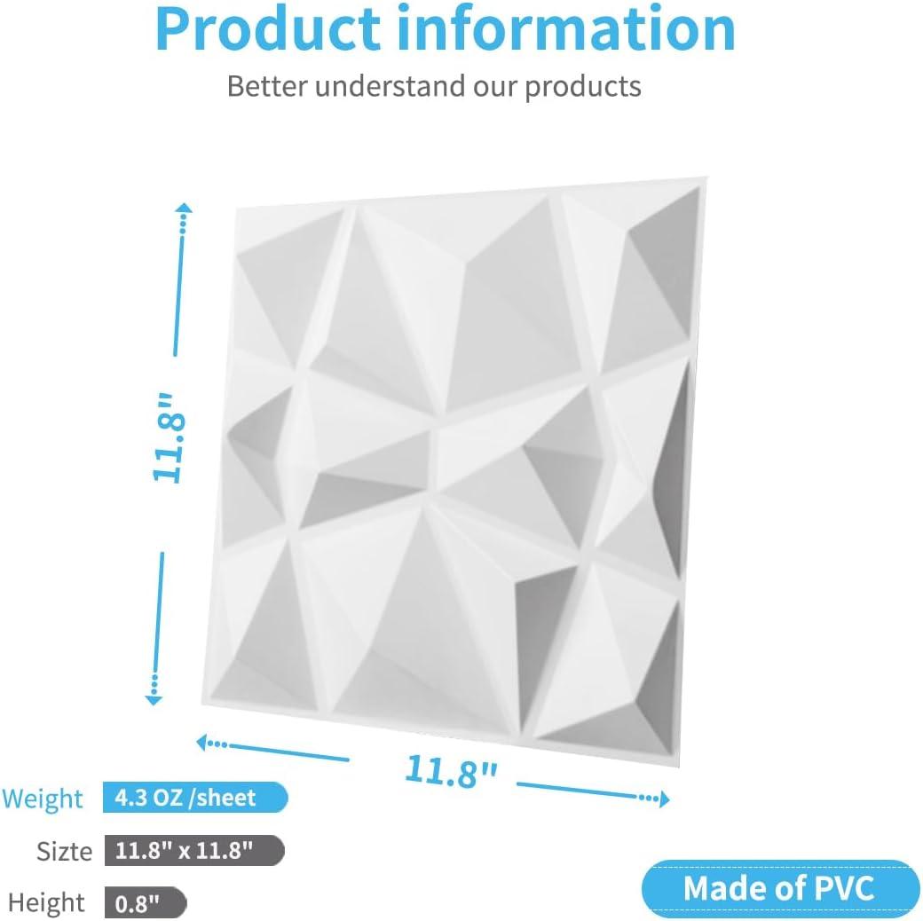 imageArt3d Decorative 3D Wall Panels in Diamond Design 12quotx12quot Antique Copper 33 PackWhite