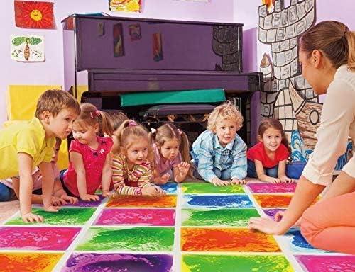 imageArt3d Liquid Fusion Activity Play Mat for Kids Pack of 9 Tiles 12quot X 12quot Transparent SubstrateGreenyellow orange bluered pink blueyellow yellowblack red blue purpleblack