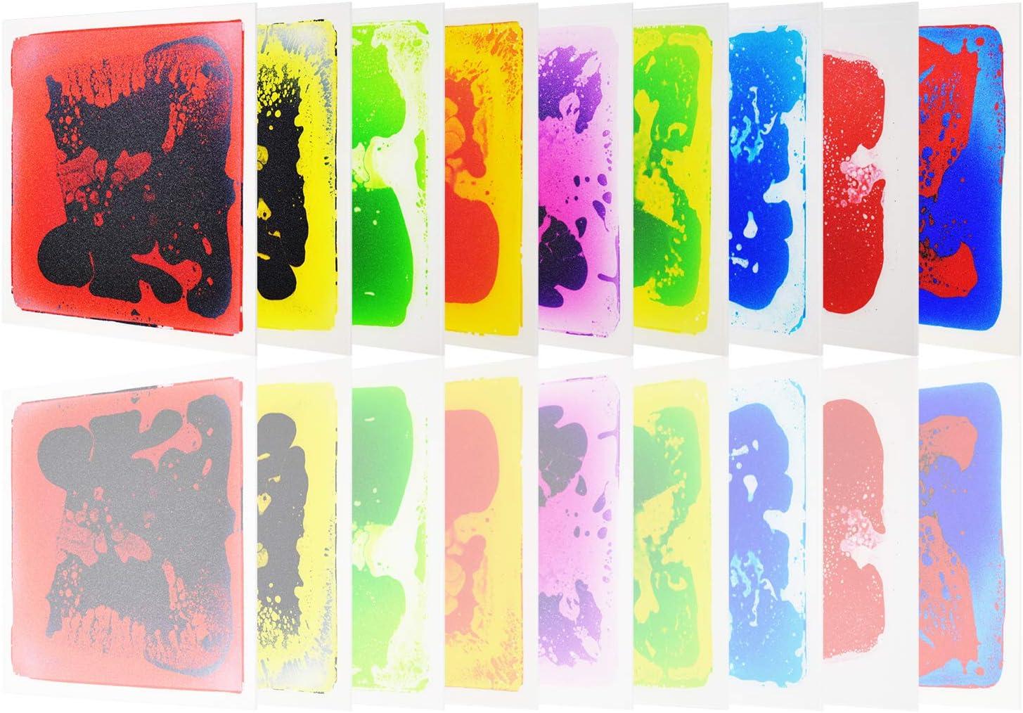 imageArt3d Liquid Fusion Activity Play Mat for Kids Pack of 9 Tiles 12quot X 12quot Transparent SubstrateGreenyellow orange bluered pink blueyellow yellowblack red blue purpleblack