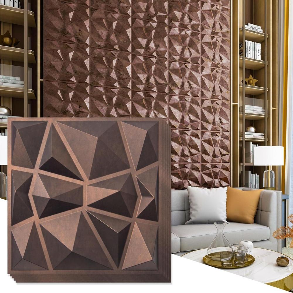 imageArt3d Decorative 3D Wall Panels in Diamond Design 12quotx12quot Antique Copper 33 PackAntique Copper