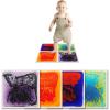 imageArt3d Liquid Fusion Activity Play Mat for Kids Pack of 9 Tiles 12quot X 12quot Transparent SubstrateBluered blueyellow orangered purpleblack