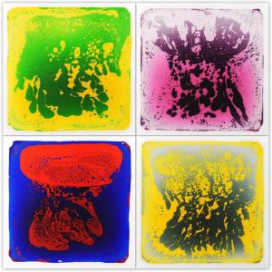 imageArt3d Liquid Fusion Activity Play Mat for Kids Pack of 9 Tiles 12quot X 12quot Transparent SubstrateGreen purpule bluered yellow