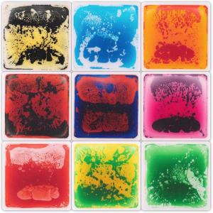 imageArt3d Liquid Fusion Activity Play Mat for Kids Pack of 9 Tiles 12quot X 12quot Transparent SubstrateMulticolored  Round Corner
