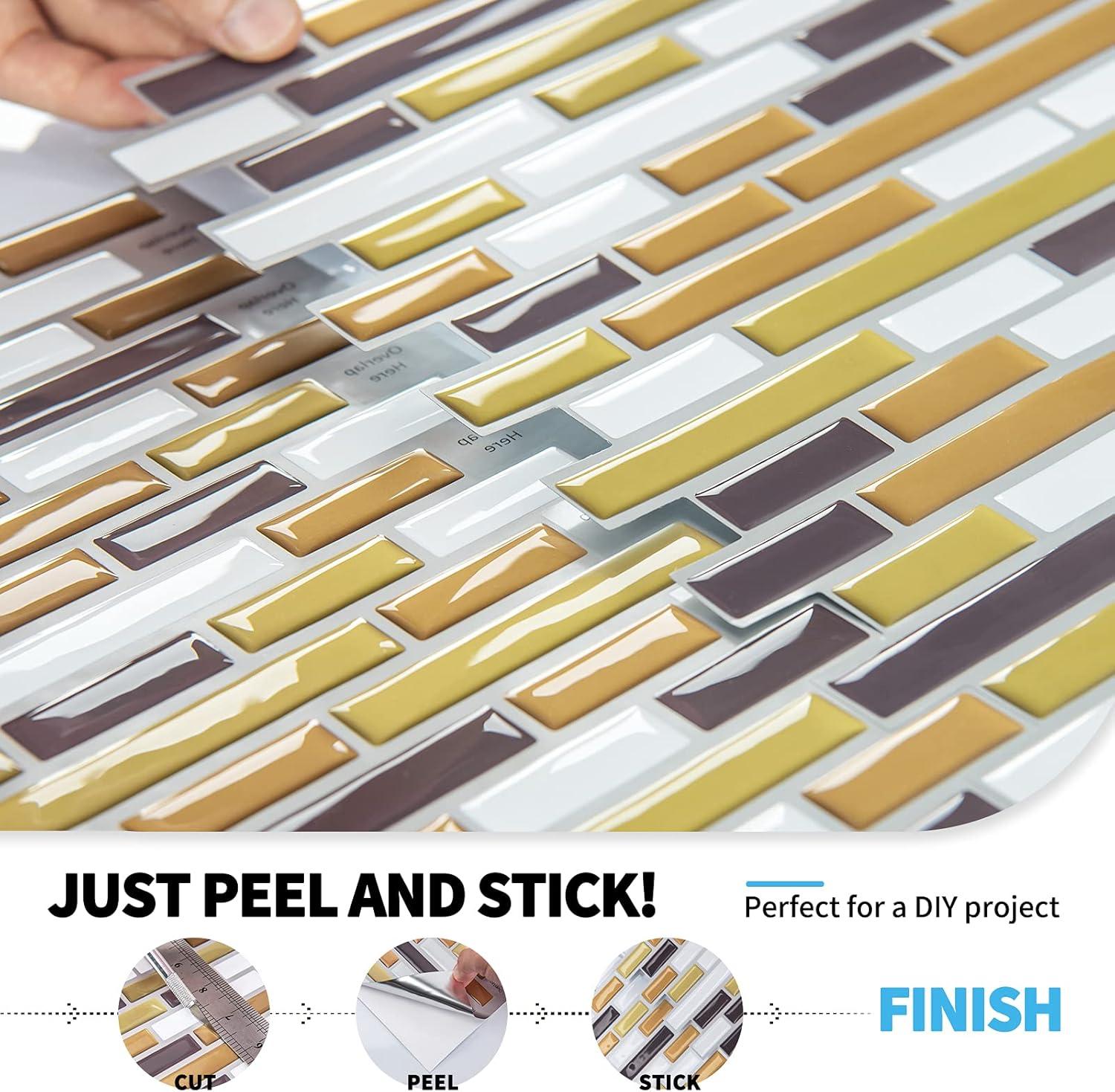 imageArt3d 12quot x 12quot Peel and Stick Backsplash Tiles for Kitchen 10 SheetsA17031