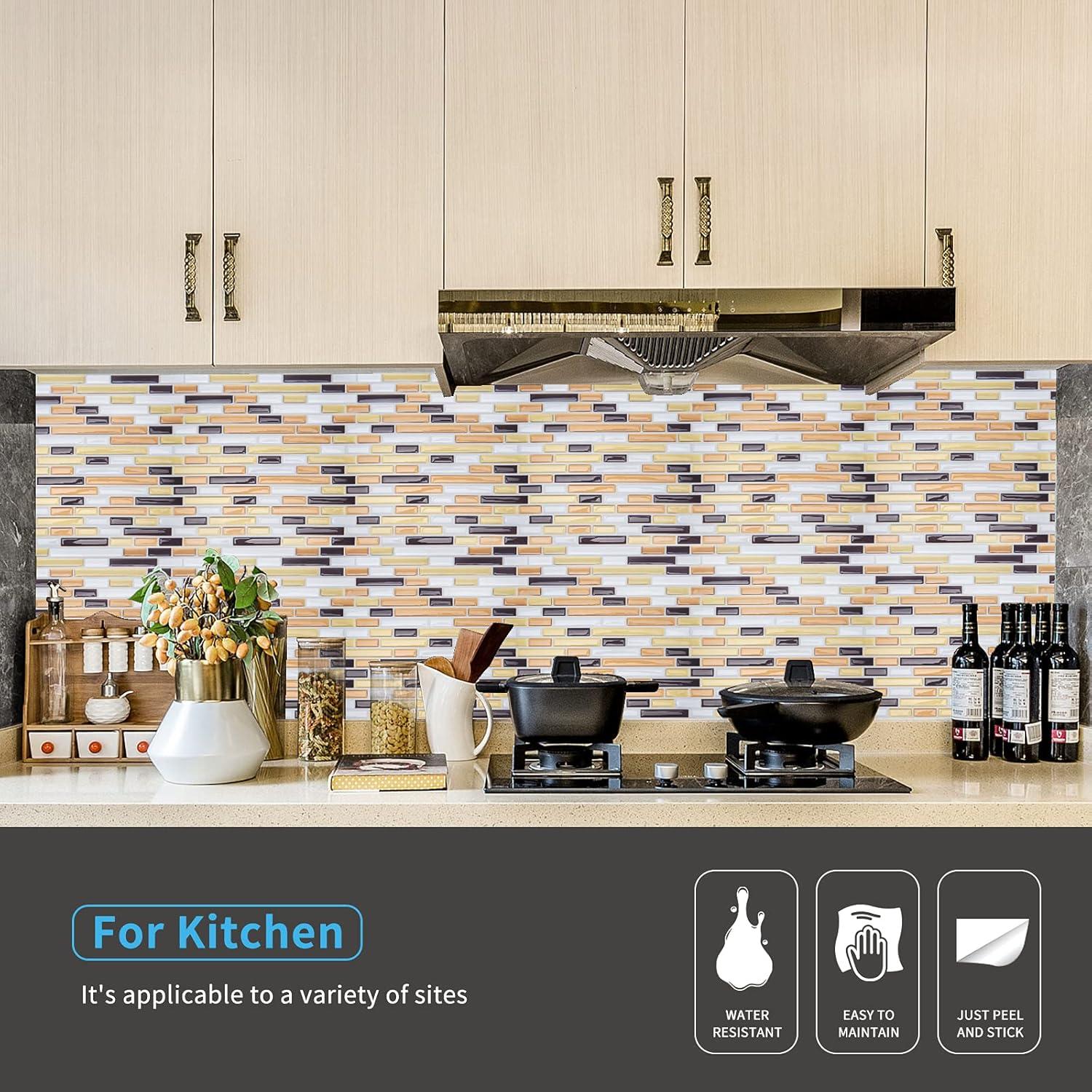 imageArt3d 12quot x 12quot Peel and Stick Backsplash Tiles for Kitchen 10 SheetsA17031