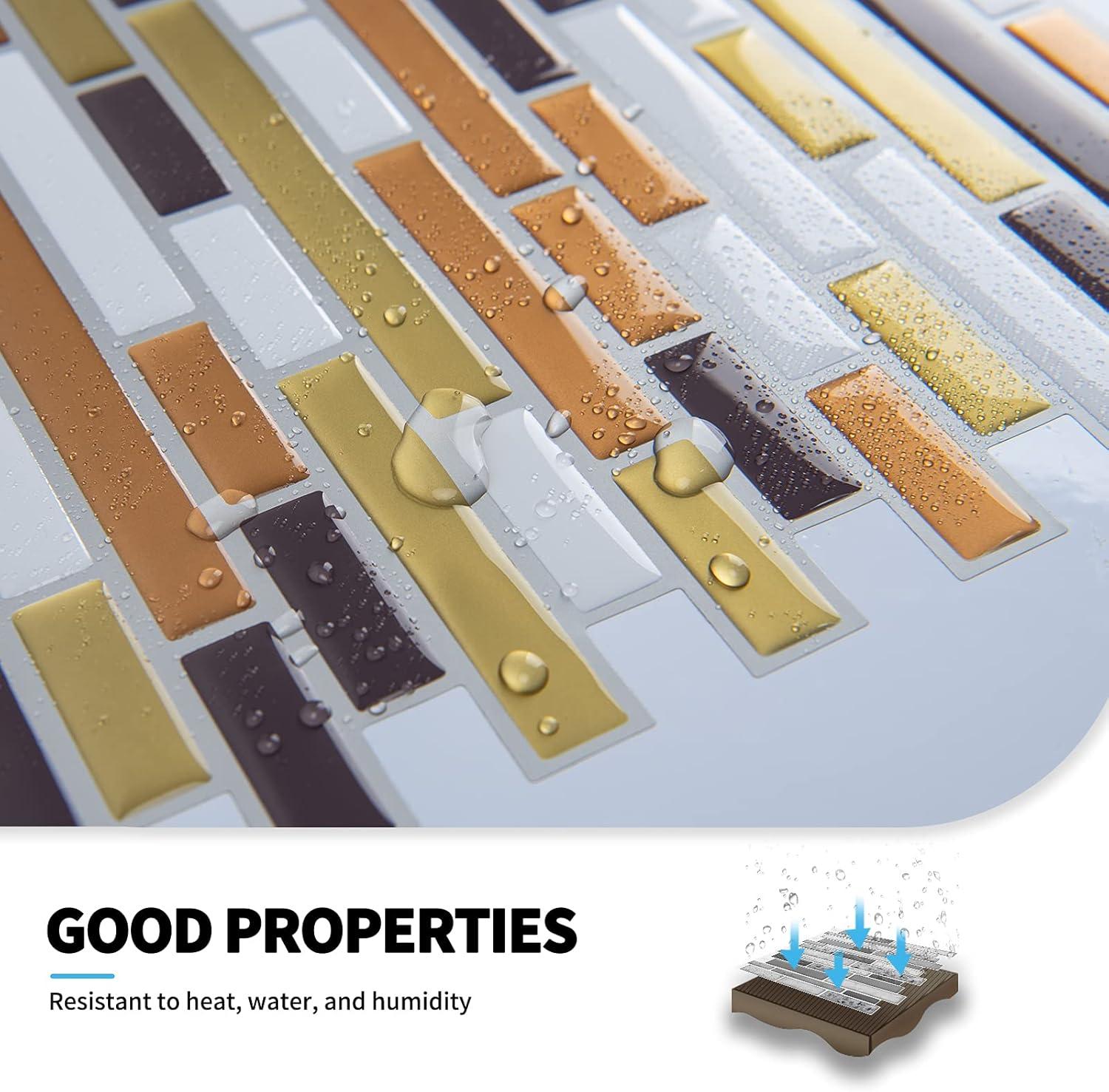 imageArt3d 12quot x 12quot Peel and Stick Backsplash Tiles for Kitchen 10 SheetsA17031
