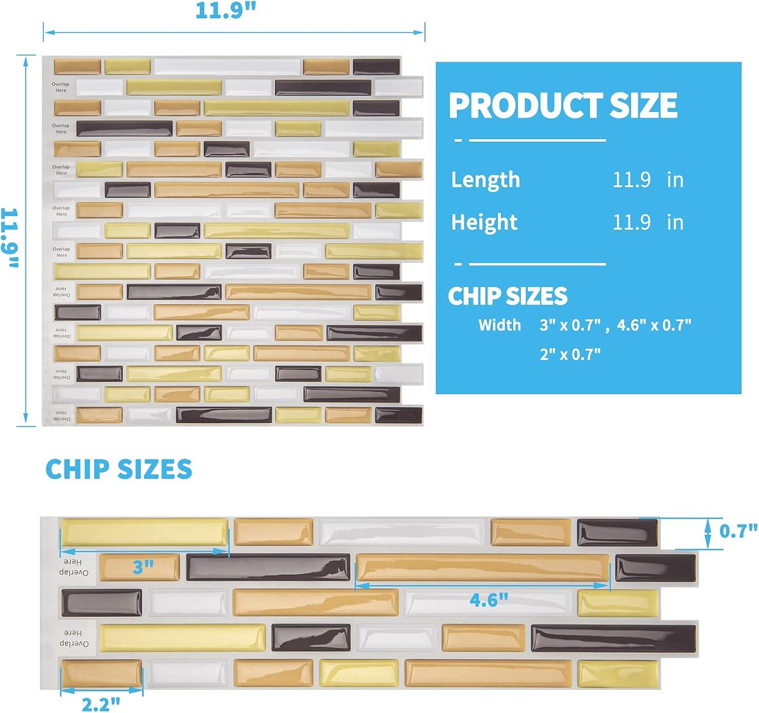 imageArt3d 12quot x 12quot Peel and Stick Backsplash Tiles for Kitchen 10 SheetsA17031