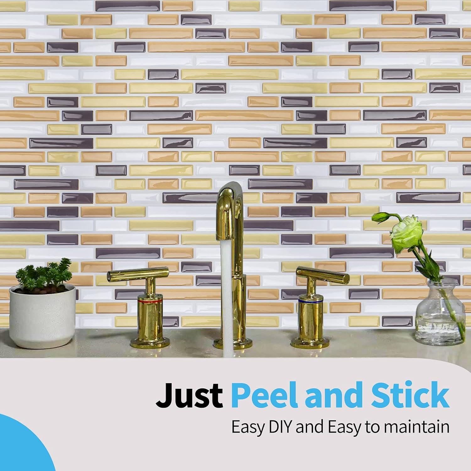 imageArt3d 12quot x 12quot Peel and Stick Backsplash Tiles for Kitchen 10 SheetsA17031
