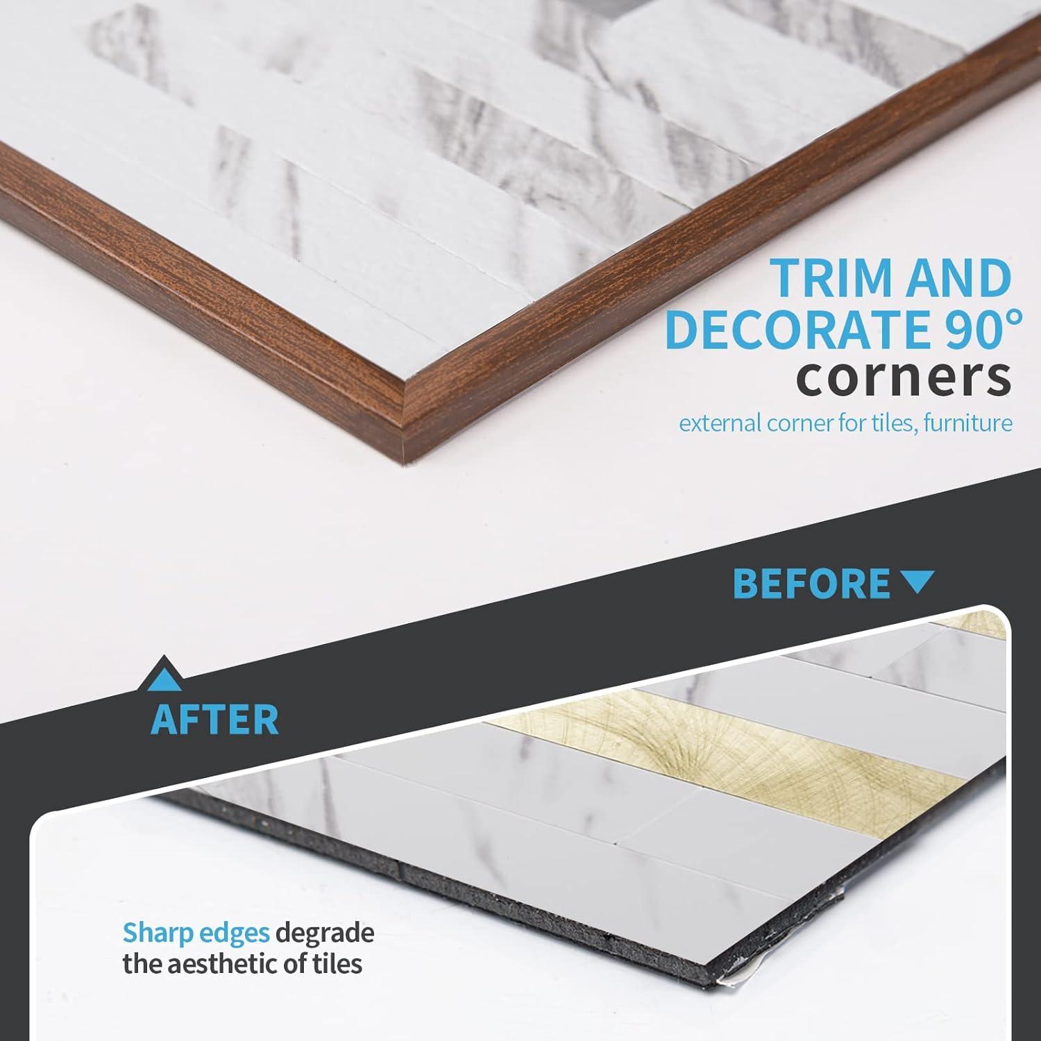 imageArt3d 20ft Outside Vinyl Corner Trim Peel and Stick for Tile and Wall Edges Furniture Decoration Grey OakCherry