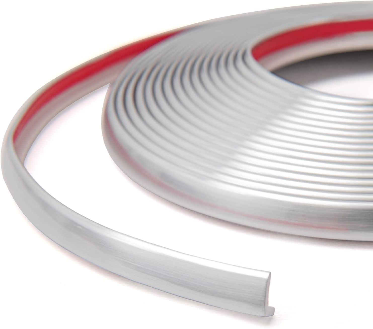 imageArt3d 20ft Outside Vinyl Corner Trim Peel and Stick for Tile and Wall Edges Furniture Decoration Grey OakGlittery Silver