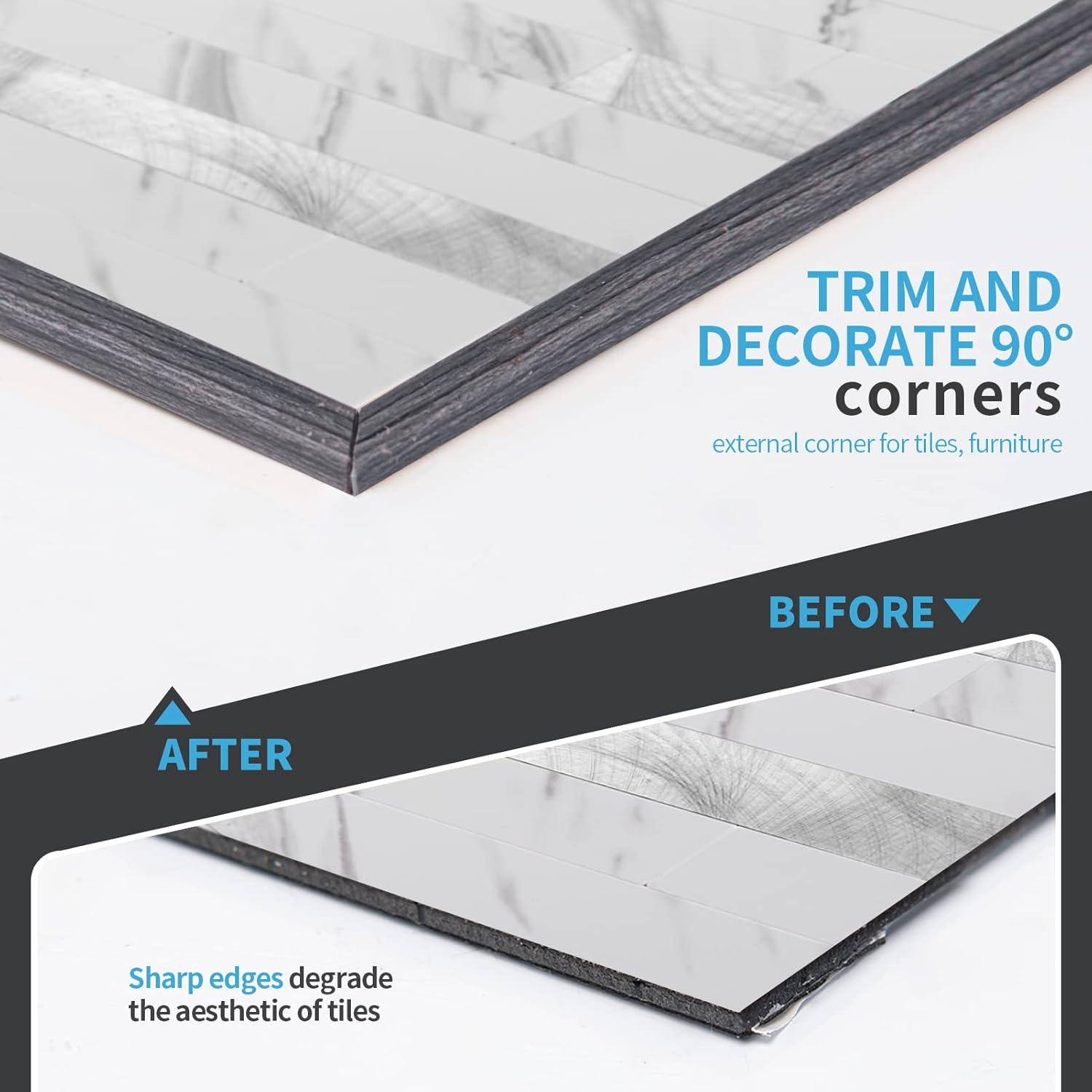 imageArt3d 20ft Outside Vinyl Corner Trim Peel and Stick for Tile and Wall Edges Furniture Decoration Grey OakGrey Oak