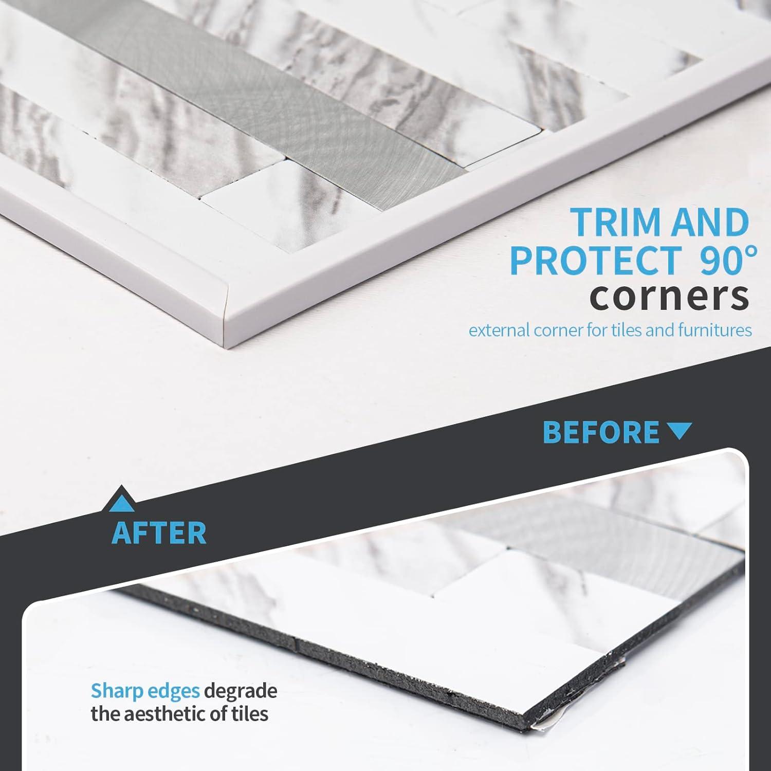 imageArt3d 20ft Outside Vinyl Corner Trim Peel and Stick for Tile and Wall Edges Furniture Decoration Grey OakWhite