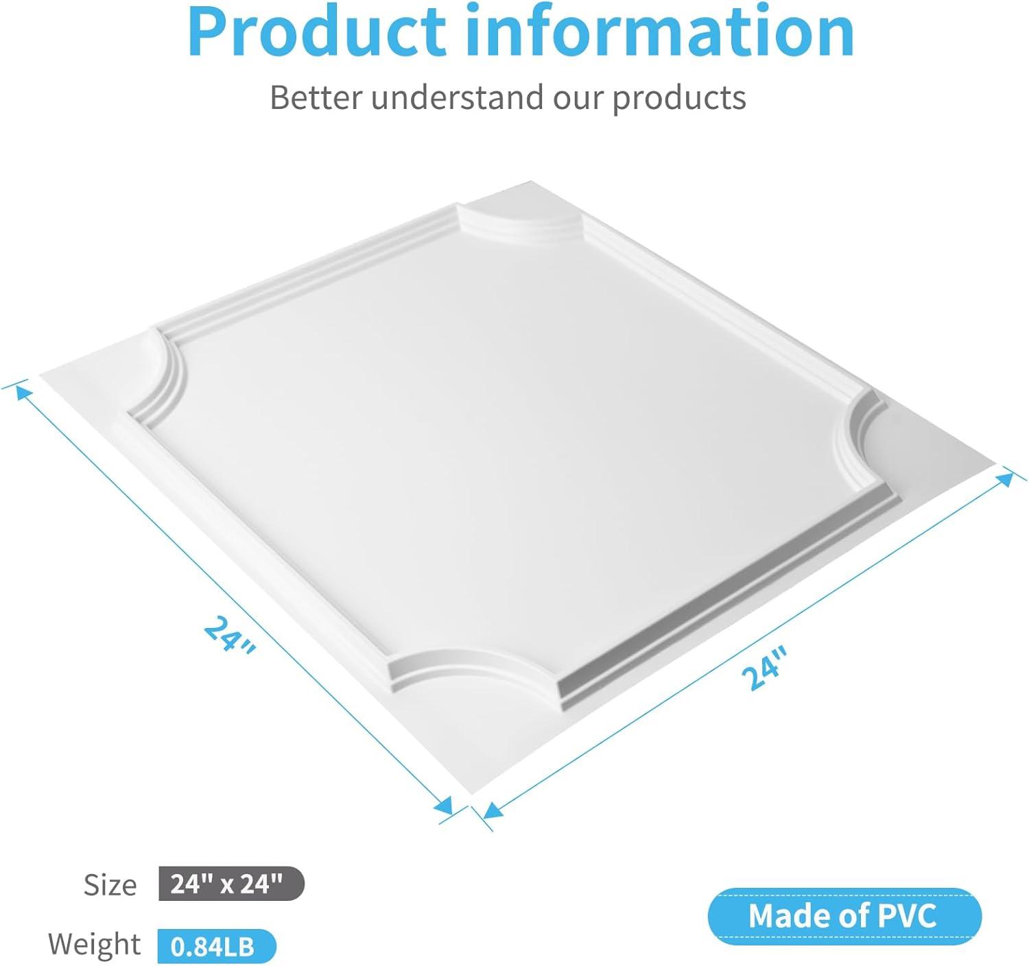 imageArt3d 2x2 Ft Drop Down PVC Ceiling Tiles 3D Textured Glue up Ceiling Panel for Office Living Room Home Decor  12Pack Covers 48 SqFt WhiteWhite