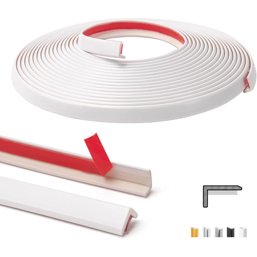 imageArt3d 20ft Outside Vinyl Corner Trim Peel and Stick for Tile and Wall Edges Furniture Decoration Grey OakWhite