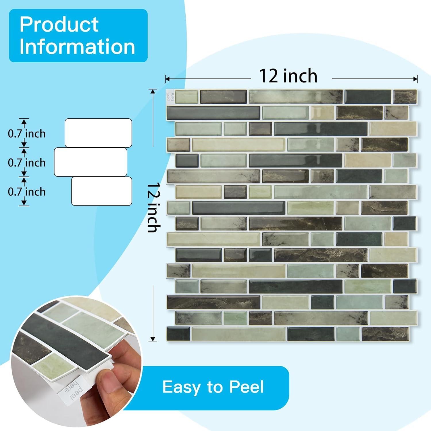 imageArt3d 10Sheet HeavyDuty Peel and Stick Backsplash Waterproof Wall Tiles Stick on Kitchen Backsplash Living Space Carrara GreyDark Brown