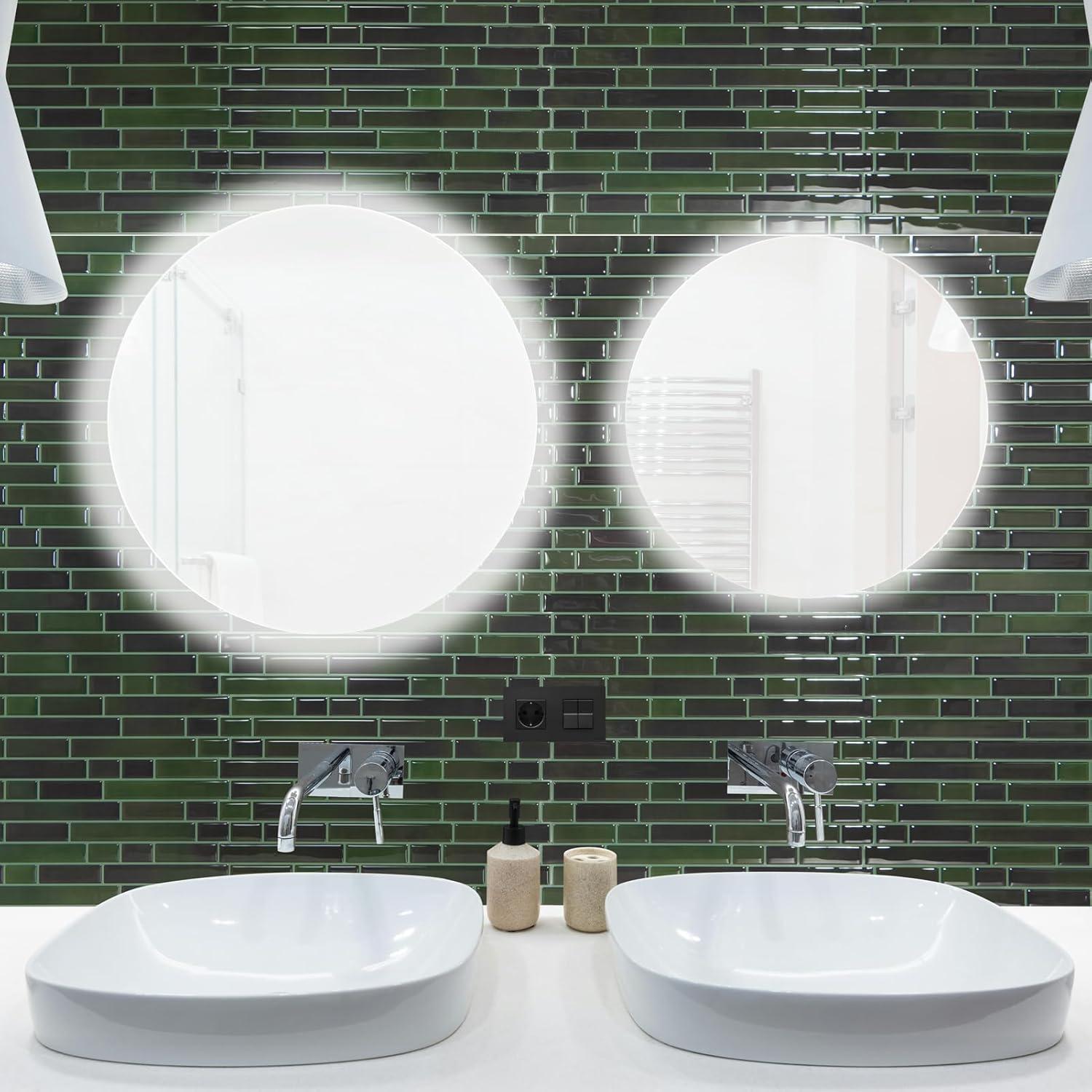 imageArt3d 10Sheet HeavyDuty Peel and Stick Backsplash Waterproof Wall Tiles Stick on Kitchen Backsplash Living Space Carrara GreyDark Green