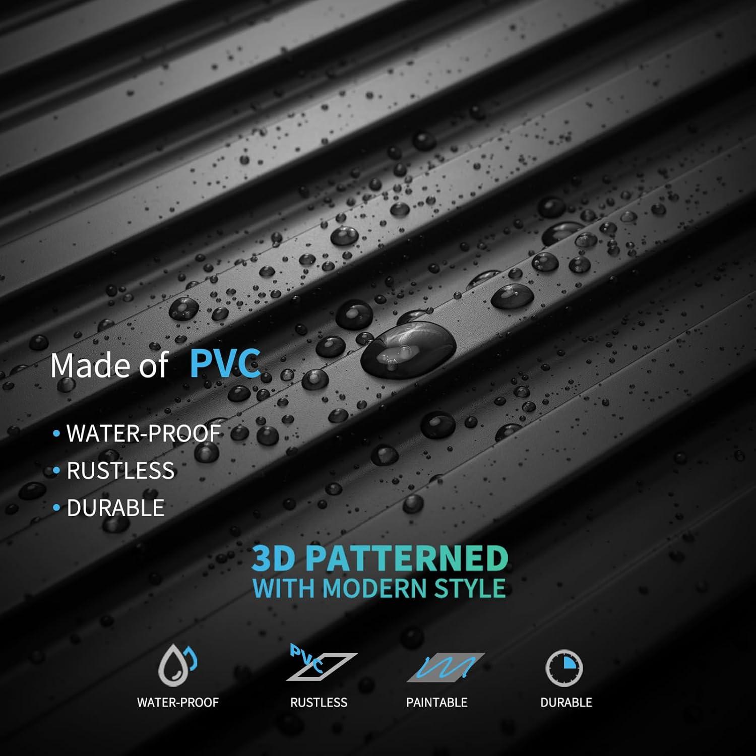 imageArt3d Slat Wall Panel 3D Fluted Textured Panel 12Tile 197 x 197in  OakOblong  Black