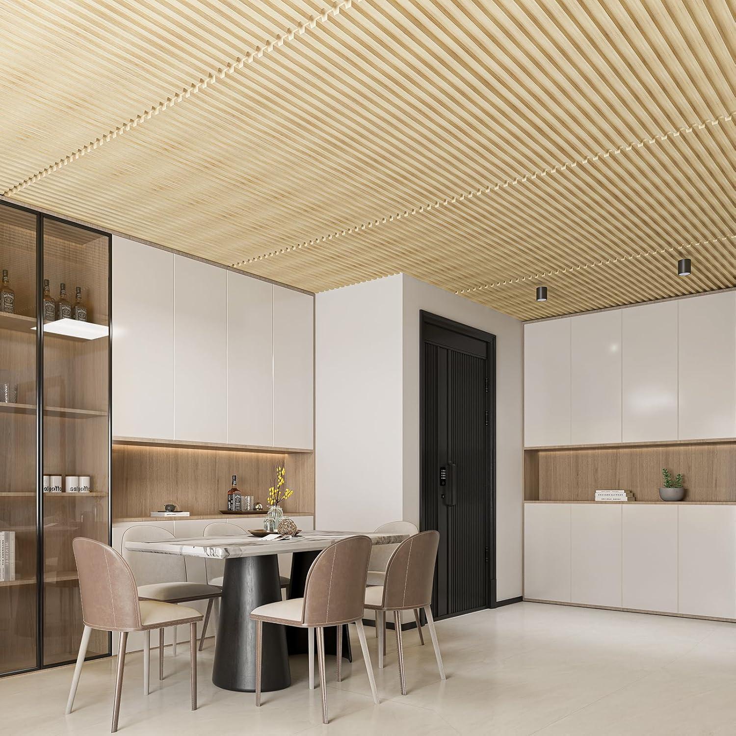 imageArt3d Slat Wall Panel 3D Fluted Textured Panel 12Tile 197 x 197in  OakOblong  Oak