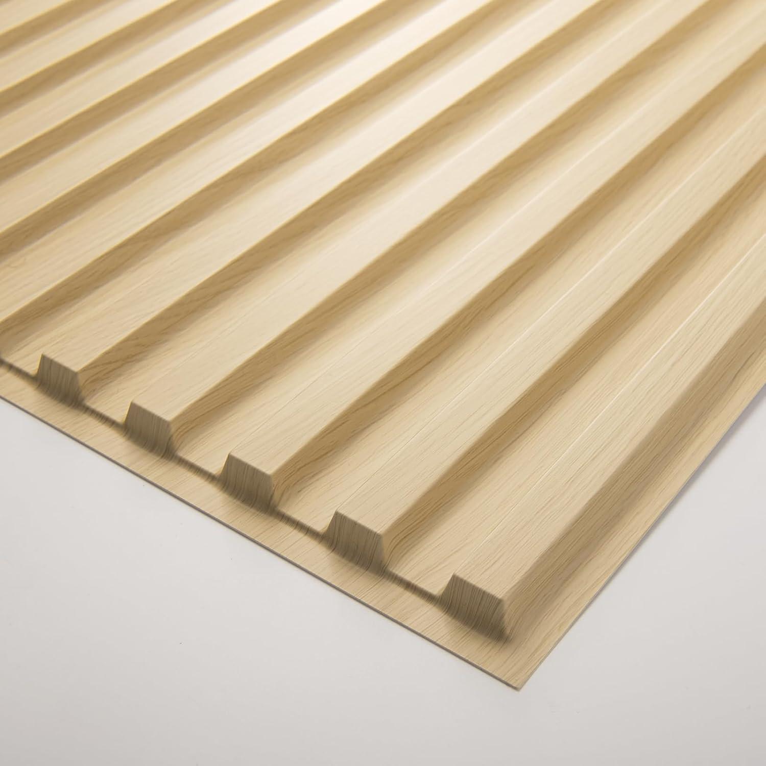 imageArt3d Slat Wall Panel 3D Fluted Textured Panel 12Tile 197 x 197in  OakOblong  Oak