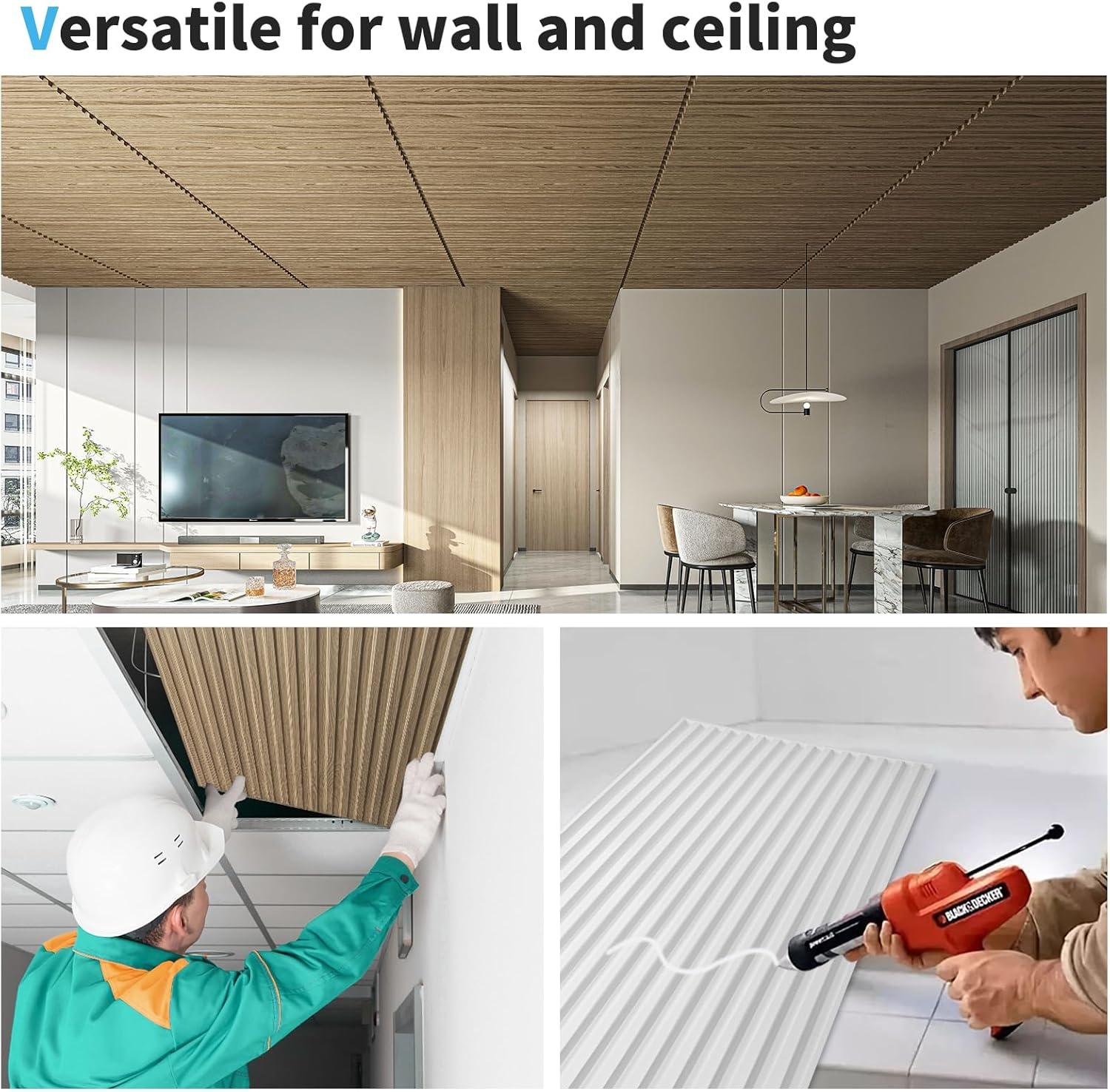 imageArt3d Slat Wall Panel 3D Fluted Textured Panel 12Tile 197 x 197in  OakOblong  Walnut