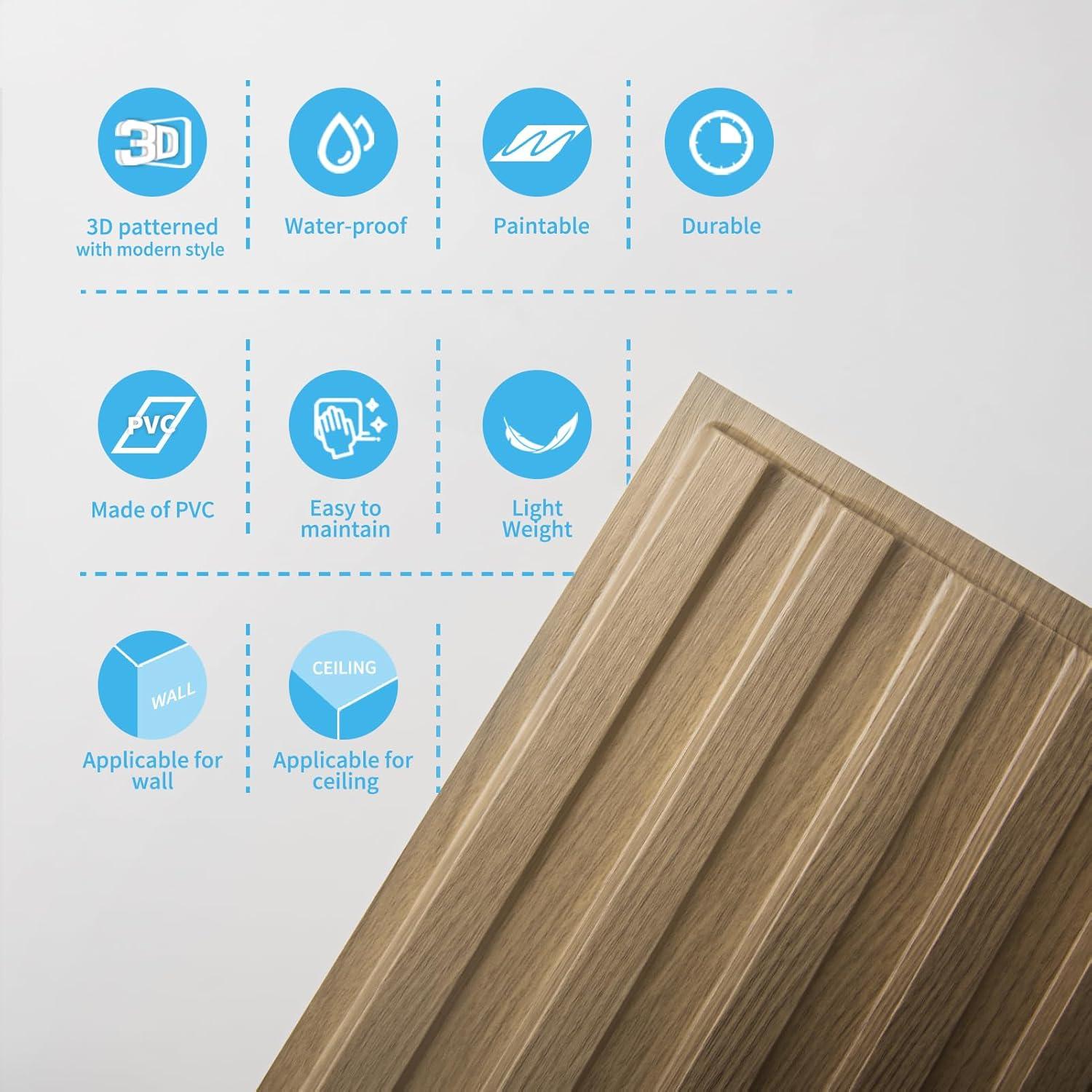 imageArt3d Slat Wall Panel 3D Fluted Textured Panel 12Tile 197 x 197in  OakOblong  Walnut