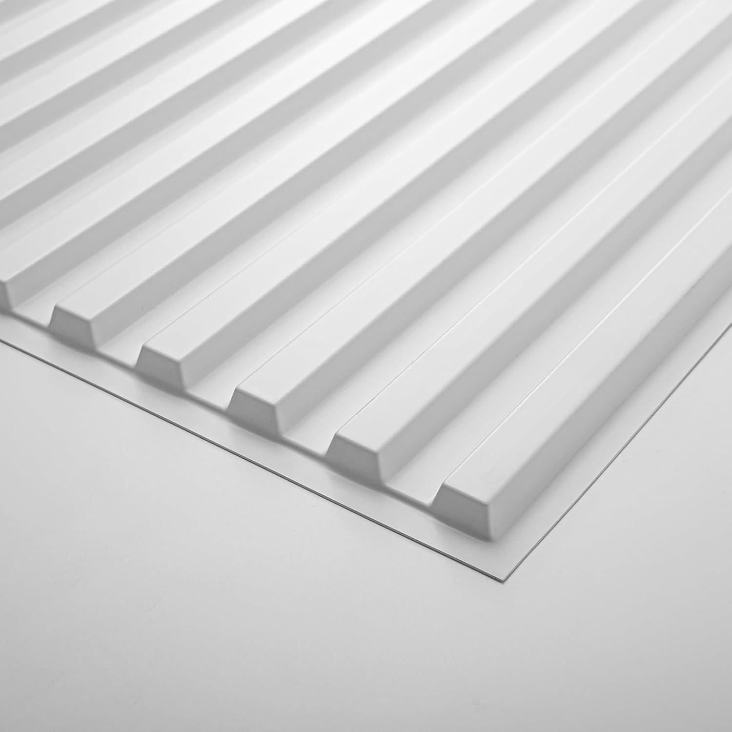 imageArt3d Slat Wall Panel 3D Fluted Textured Panel 12Tile 197 x 197in  OakOblong  White