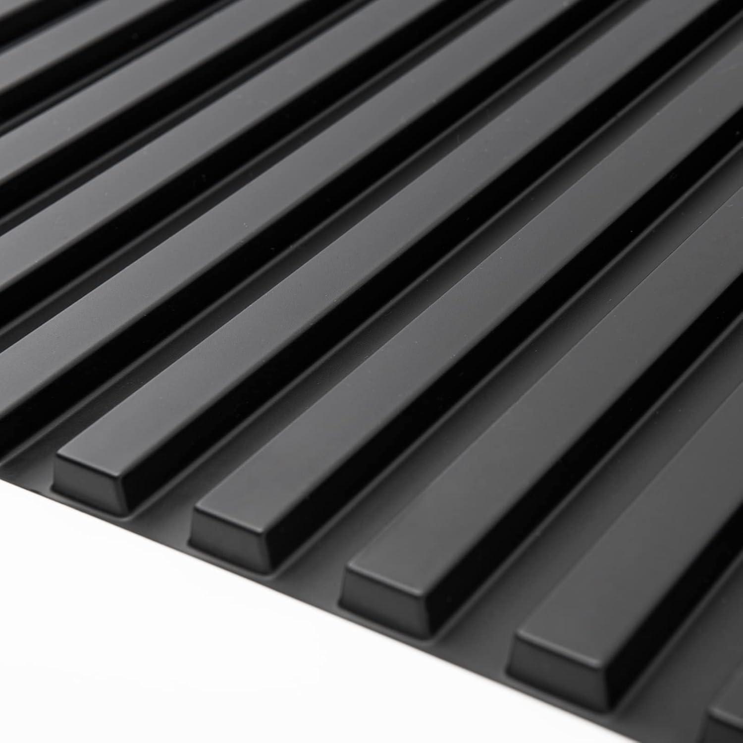 imageArt3d Slat Wall Panel 3D Fluted Textured Panel 12Tile 197 x 197in  OakSquare  Black