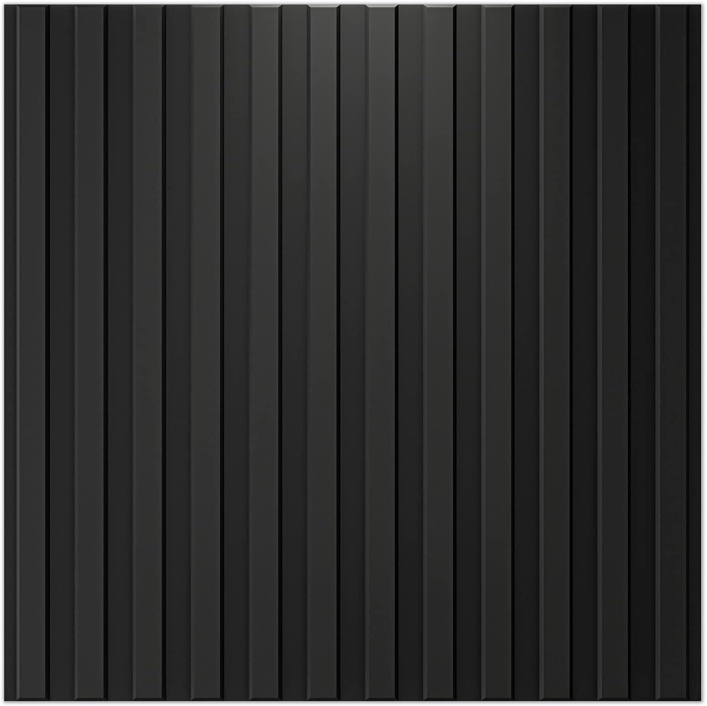 imageArt3d Slat Wall Panel 3D Fluted Textured Panel 12Tile 197 x 197in  OakSquare  Black