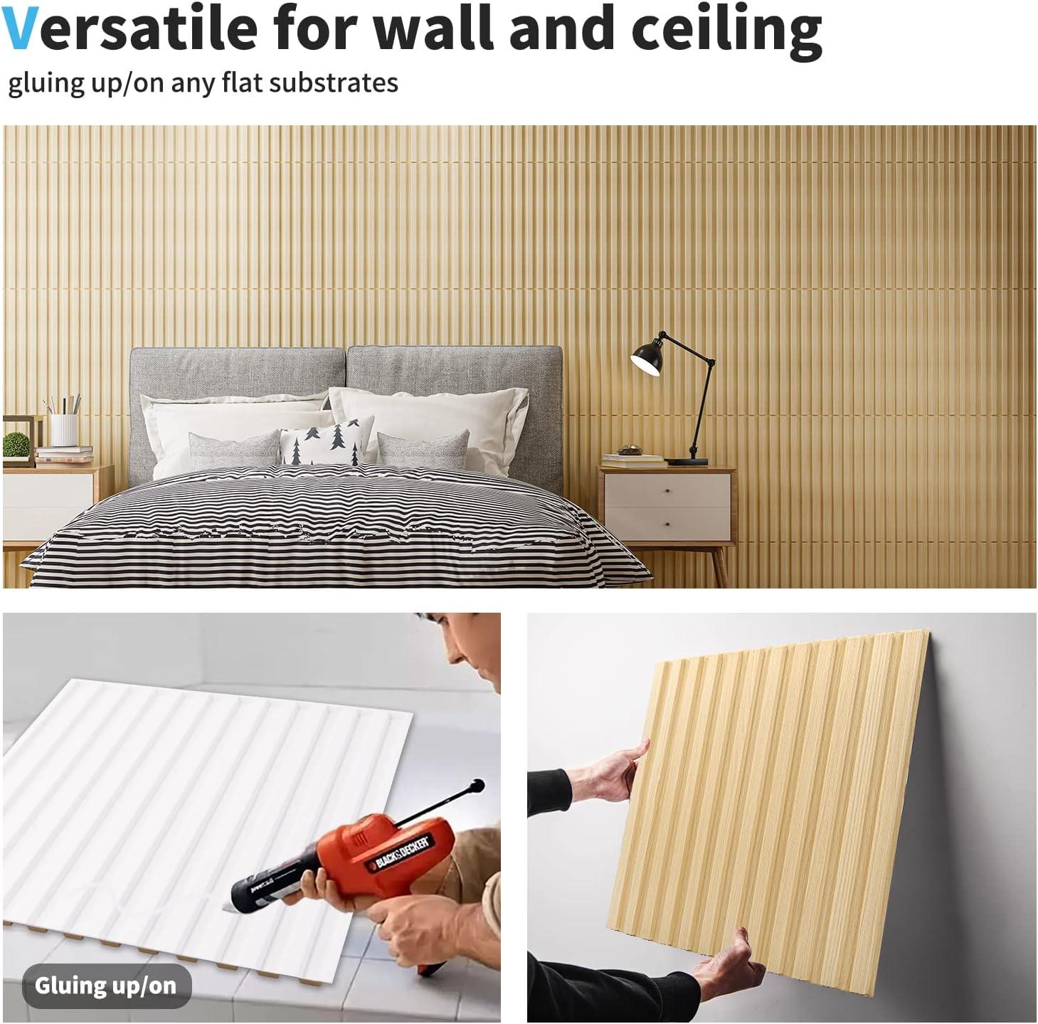 imageArt3d Slat Wall Panel 3D Fluted Textured Panel 12Tile 197 x 197in  OakSquare  Oak
