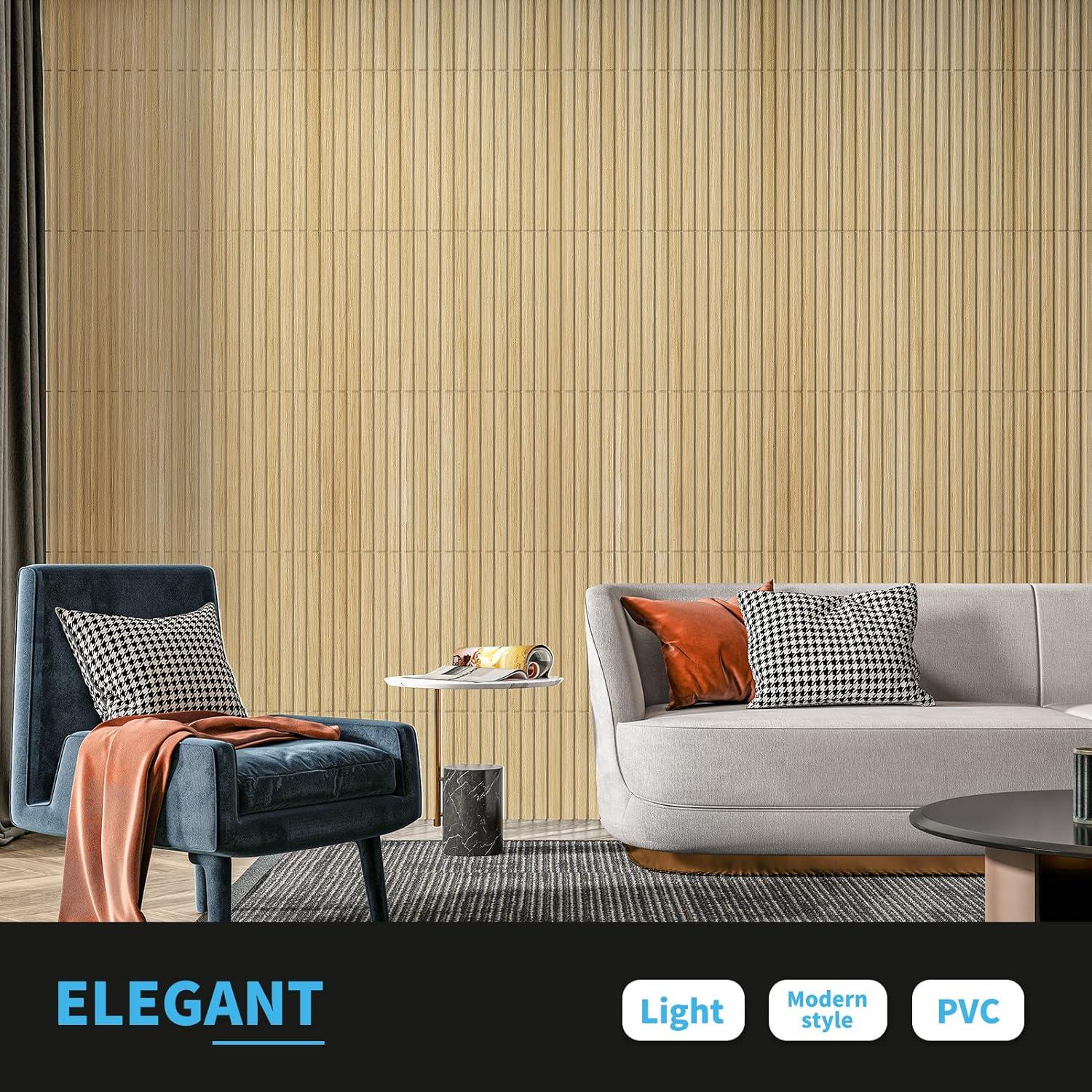 imageArt3d Slat Wall Panel 3D Fluted Textured Panel 12Tile 197 x 197in  OakSquare  Oak